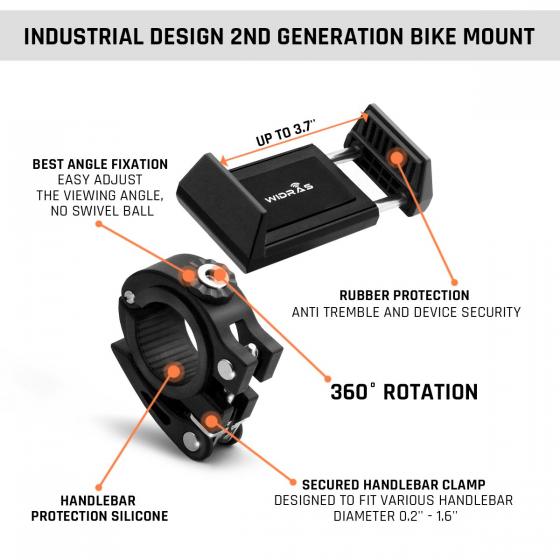 Phone Bike Mount and Motorcycle Cell Phone Holder 2nd Generation For iPhone X XS 8 7 7s 6 6s 5 5s Plus Samsung Galaxy S10 S9 S8 S7 Note any Smartphone GPS Mountain Road Bicycle Handlebar Cradle