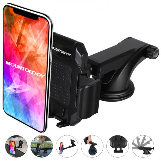 Dashboard Cell Phone Holder, Car Phone Mount Strong Suction Cup Phone Holder Extensible & Adjustable Windshield Phone Mount for 3.5
