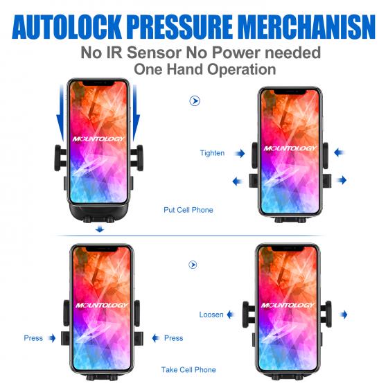 Air Vent Phone Mount  Auto-lock One hand Operate Universal Bicycle Stem Cell Phone Holder,Nylon Motorcycle Handlebar Mount Stable Cradle with 360° Rotation for iPhone Android GPS Other Devices from 4.7