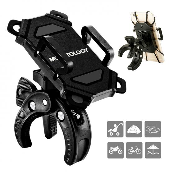 Bike Phone Holder - Bike & Motorcycle Cell Phone Mount Universal Bicycle Handlebar Mount Cellphone Holder for iPhone 8 7s 6s Plus 5s Android Smartphone with 360 Degree Rotation and 4 Rubber Bands